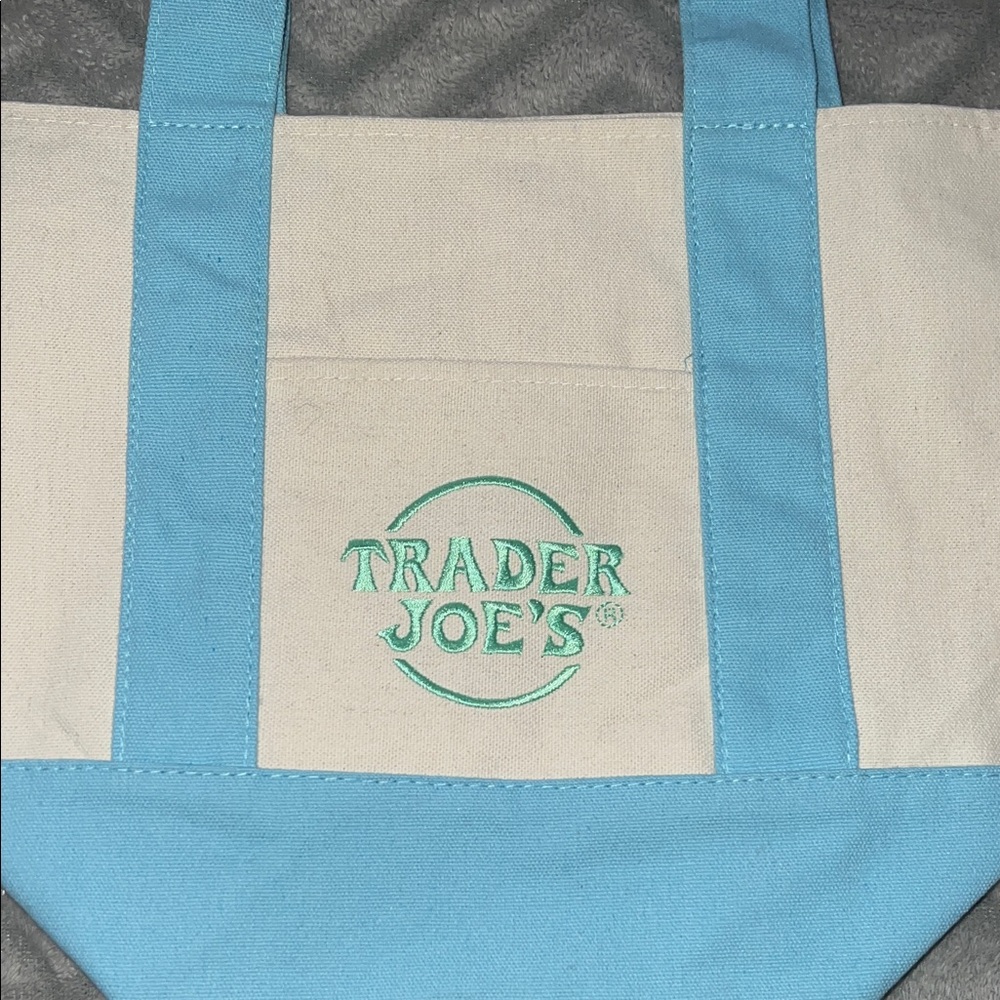 Trader Joe's Blue and Cream Tote Bag